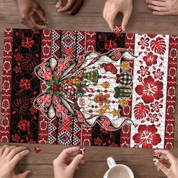 New Zealand Kowhaiwhai Taniko Christmas Bow Puzzle Meri Kirihimete