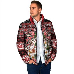 New Zealand Kowhaiwhai Taniko Christmas Bow Padded Jacket Meri Kirihimete