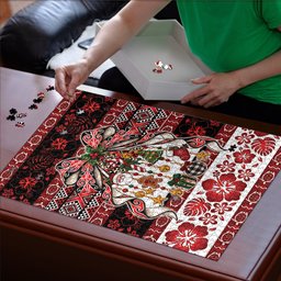New Zealand Kowhaiwhai Taniko Christmas Bow Puzzle Meri Kirihimete