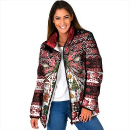 New Zealand Kowhaiwhai Taniko Christmas Bow Padded Jacket Meri Kirihimete