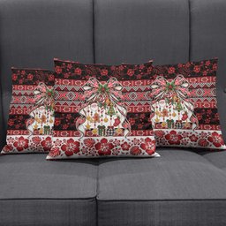 New Zealand Kowhaiwhai Taniko Christmas Bow Pillow Cover Meri Kirihimete