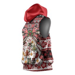 New Zealand Kowhaiwhai Taniko Christmas Bow Sleeveless Hoodie Meri Kirihimete