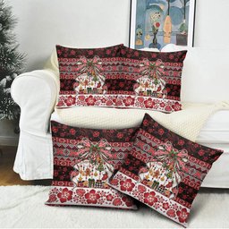 New Zealand Kowhaiwhai Taniko Christmas Bow Pillow Cover Meri Kirihimete