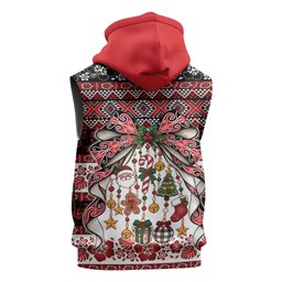 New Zealand Kowhaiwhai Taniko Christmas Bow Sleeveless Zip Hoodie Meri Kirihimete