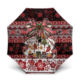 New Zealand Kowhaiwhai Taniko Christmas Bow Umbrella Meri Kirihimete