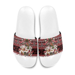 New Zealand Kowhaiwhai Taniko Christmas Bow Slide Sandals Meri Kirihimete
