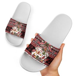 New Zealand Kowhaiwhai Taniko Christmas Bow Slide Sandals Meri Kirihimete