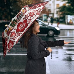 New Zealand Kowhaiwhai Taniko Christmas Bow Umbrella Meri Kirihimete