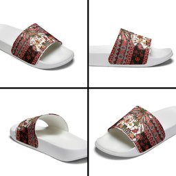 New Zealand Kowhaiwhai Taniko Christmas Bow Slide Sandals Meri Kirihimete