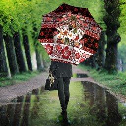New Zealand Kowhaiwhai Taniko Christmas Bow Umbrella Meri Kirihimete