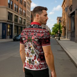 New Zealand Kowhaiwhai Taniko Christmas Bow Zipper Polo Shirt Meri Kirihimete