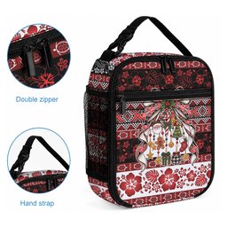 New Zealand Kowhaiwhai Taniko Christmas Bow Lunch Bag Meri Kirihimete
