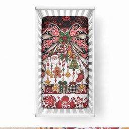 New Zealand Kowhaiwhai Taniko Christmas Bow Baby Bed Cover Meri Kirihimete