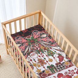 New Zealand Kowhaiwhai Taniko Christmas Bow Baby Bed Cover Meri Kirihimete