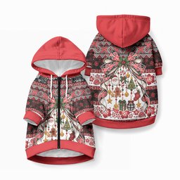 New Zealand Kowhaiwhai Taniko Christmas Bow Pet Hoodie Meri Kirihimete