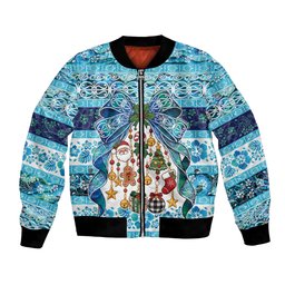 New Zealand Kowhai Ngutukaka Christmas Bow Bomber Jacket Meri Kirihimete
