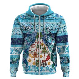 New Zealand Kowhai Ngutukaka Christmas Bow Zip Hoodie Meri Kirihimete