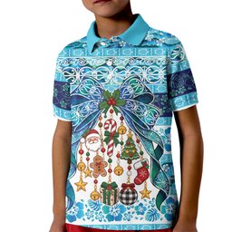 New Zealand Kowhai Ngutukaka Christmas Bow Kid Polo Shirt Meri Kirihimete