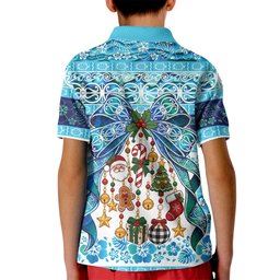 New Zealand Kowhai Ngutukaka Christmas Bow Kid Polo Shirt Meri Kirihimete
