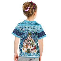 New Zealand Kowhai Ngutukaka Christmas Bow Kid T Shirt Meri Kirihimete