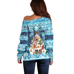 New Zealand Kowhai Ngutukaka Christmas Bow Off Shoulder Sweater Meri Kirihimete