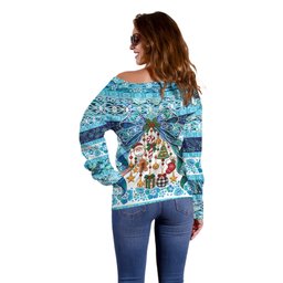New Zealand Kowhai Ngutukaka Christmas Bow Off Shoulder Sweater Meri Kirihimete