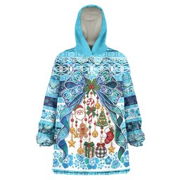 New Zealand Kowhai Ngutukaka Christmas Bow Wearable Blanket Hoodie Meri Kirihimete