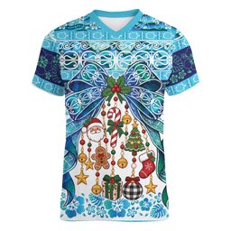 New Zealand Kowhai Ngutukaka Christmas Bow Women V-Neck T-Shirt Meri Kirihimete