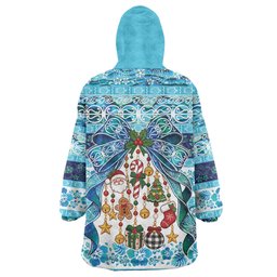 New Zealand Kowhai Ngutukaka Christmas Bow Wearable Blanket Hoodie Meri Kirihimete