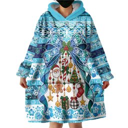 New Zealand Kowhai Ngutukaka Christmas Bow Wearable Blanket Hoodie Meri Kirihimete