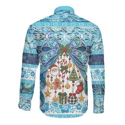 New Zealand Kowhai Ngutukaka Christmas Bow Long Sleeve Button Shirt Meri Kirihimete