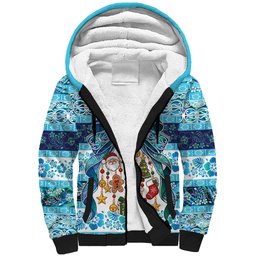 New Zealand Kowhai Ngutukaka Christmas Bow Sherpa Hoodie Meri Kirihimete