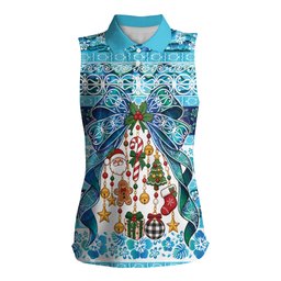 New Zealand Kowhai Ngutukaka Christmas Bow Women Sleeveless Polo Shirt Meri Kirihimete
