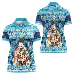 New Zealand Kowhai Ngutukaka Christmas Bow Women Polo Shirt Meri Kirihimete