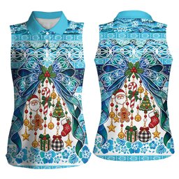 New Zealand Kowhai Ngutukaka Christmas Bow Women Sleeveless Polo Shirt Meri Kirihimete