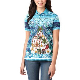 New Zealand Kowhai Ngutukaka Christmas Bow Women Polo Shirt Meri Kirihimete