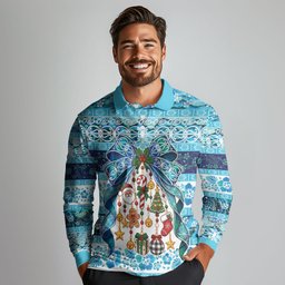 New Zealand Kowhai Ngutukaka Christmas Bow Long Sleeve Polo Shirt Meri Kirihimete