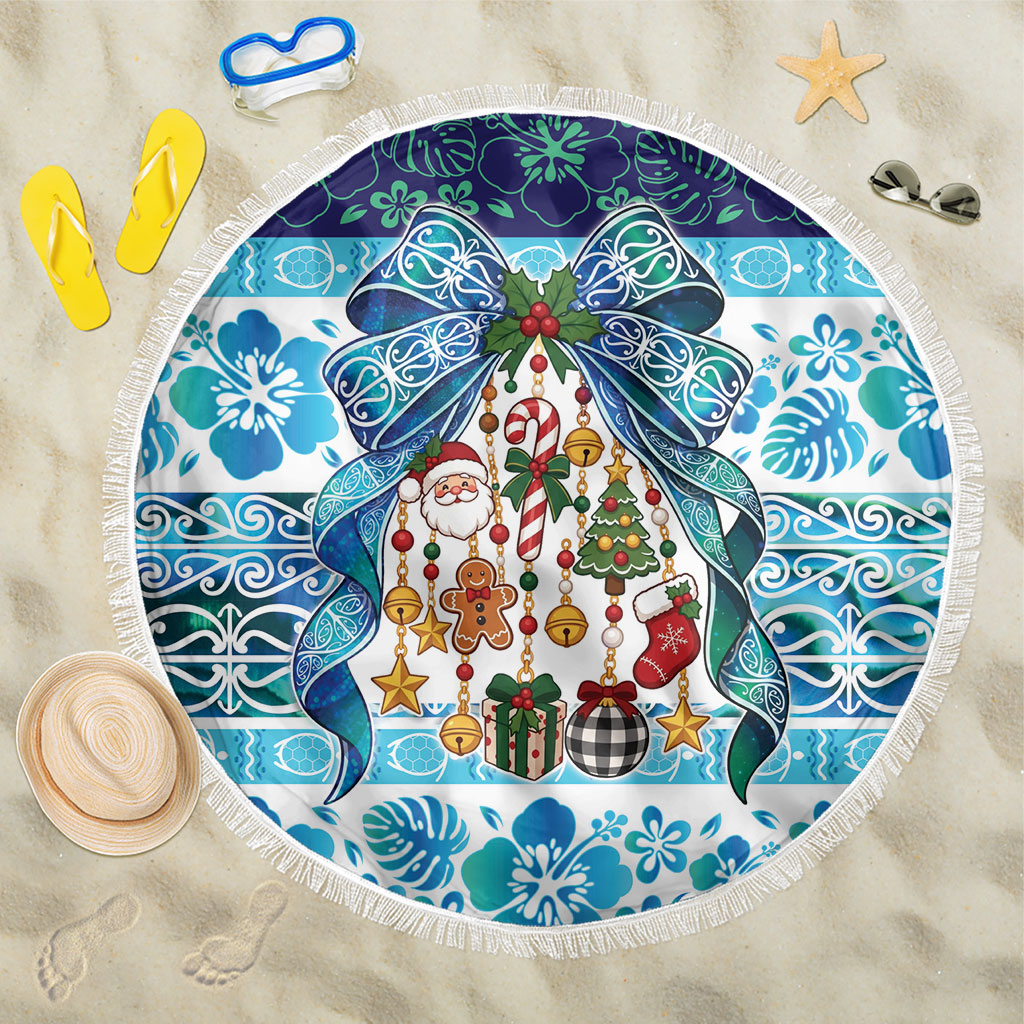New Zealand Kowhai Ngutukaka Christmas Bow Beach Blanket Meri Kirihimete