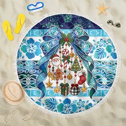 New Zealand Kowhai Ngutukaka Christmas Bow Beach Blanket Meri Kirihimete