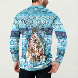 New Zealand Kowhai Ngutukaka Christmas Bow Button Sweatshirt Meri Kirihimete