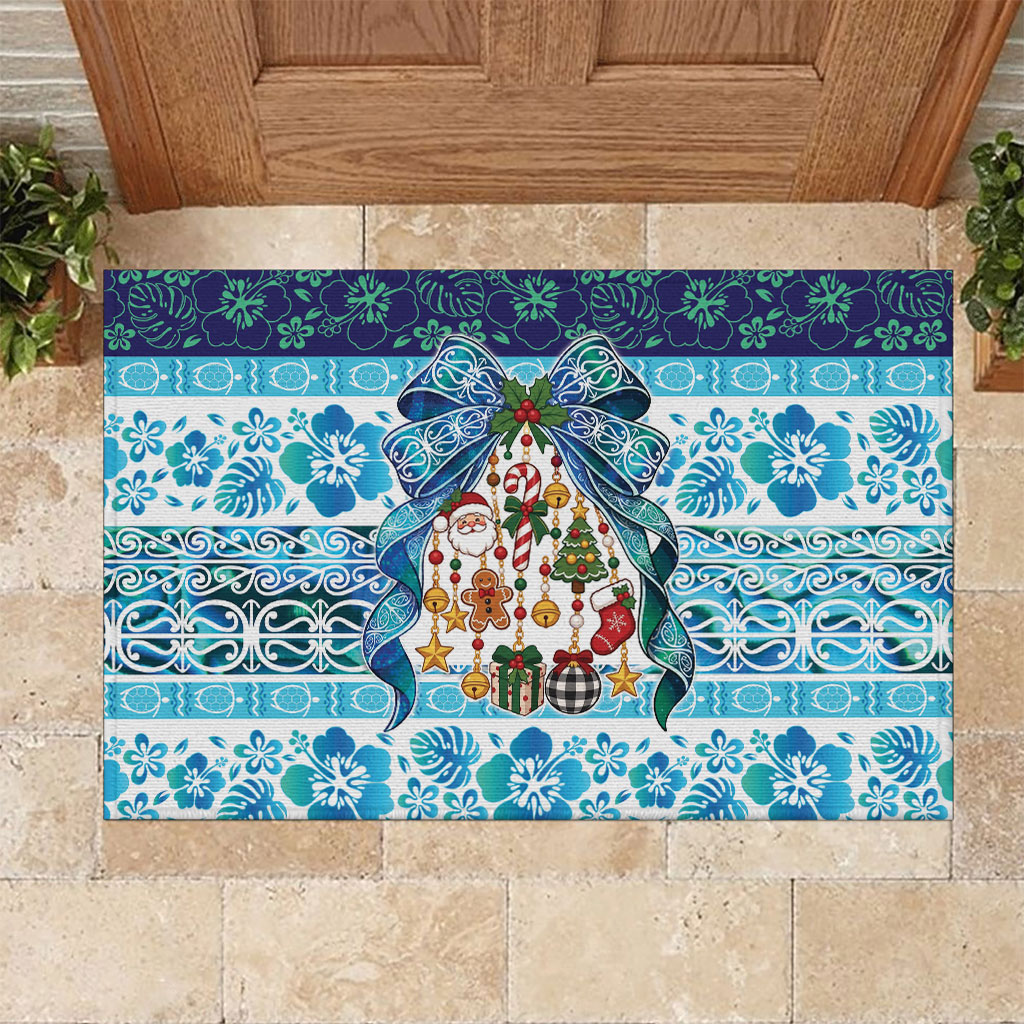 New Zealand Kowhai Ngutukaka Christmas Bow Rubber Doormat Meri Kirihimete