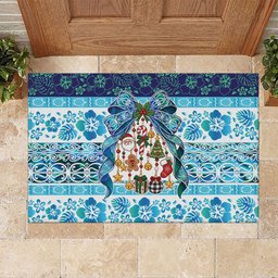 New Zealand Kowhai Ngutukaka Christmas Bow Rubber Doormat Meri Kirihimete
