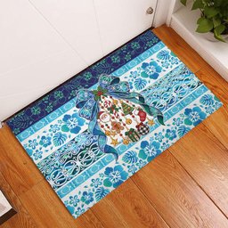 New Zealand Kowhai Ngutukaka Christmas Bow Rubber Doormat Meri Kirihimete