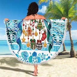 New Zealand Kowhai Ngutukaka Christmas Bow Beach Blanket Meri Kirihimete