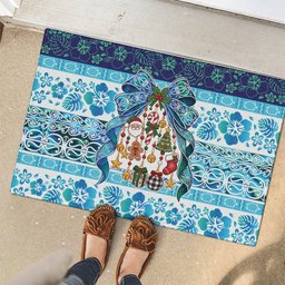 New Zealand Kowhai Ngutukaka Christmas Bow Rubber Doormat Meri Kirihimete