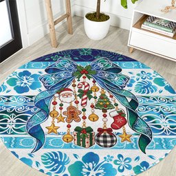 New Zealand Kowhai Ngutukaka Christmas Bow Round Carpet Meri Kirihimete