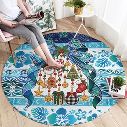 New Zealand Kowhai Ngutukaka Christmas Bow Round Carpet Meri Kirihimete