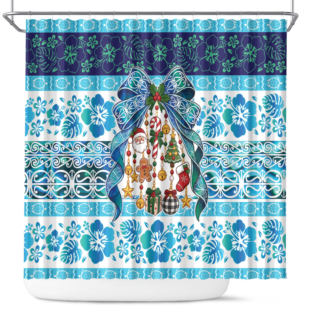 New Zealand Kowhai Ngutukaka Christmas Bow Shower Curtain Meri Kirihimete