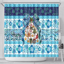 New Zealand Kowhai Ngutukaka Christmas Bow Shower Curtain Meri Kirihimete