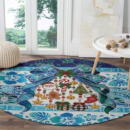 New Zealand Kowhai Ngutukaka Christmas Bow Round Carpet Meri Kirihimete